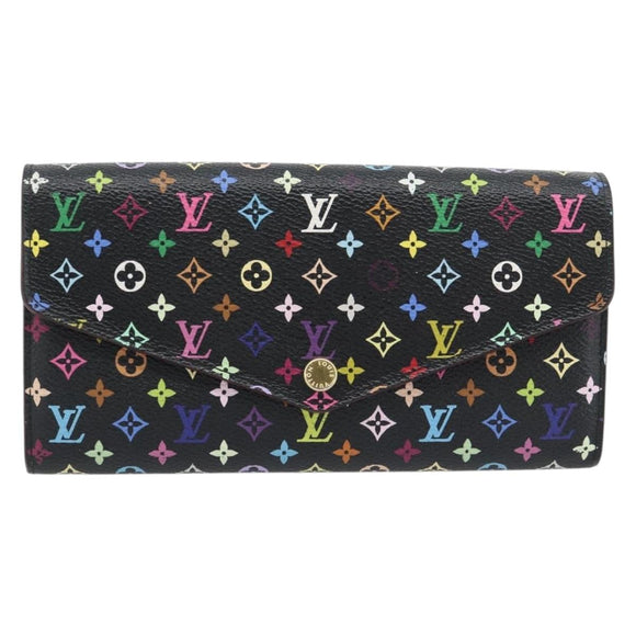 LOUIS VUITTON Monogram Multicolor Portefeiulle Sarah Black M60668 LV Auth 180911