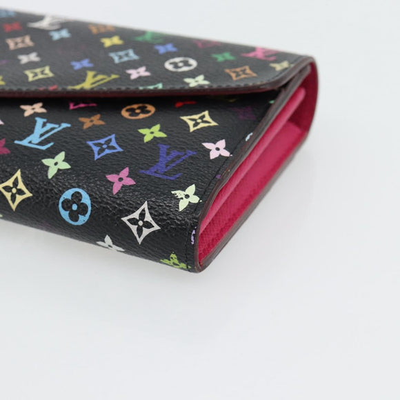 LOUIS VUITTON Monogram Multicolor Portefeiulle Sarah Black M60668 LV Auth 180911