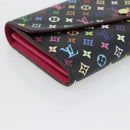LOUIS VUITTON Monogram Multicolor Portefeiulle Sarah Black M60668 LV Auth 180911-9