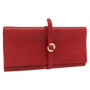 HERMES Jewelry Case Leather Red Gold Auth 180912A-1