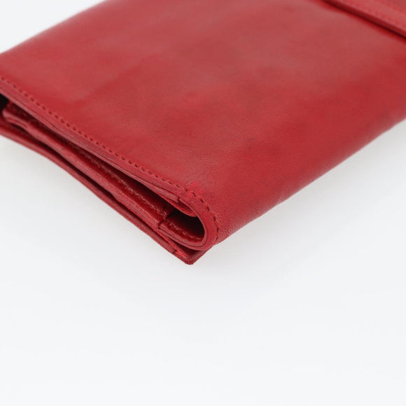 HERMES Jewelry Case Leather Red Gold Auth 180912A