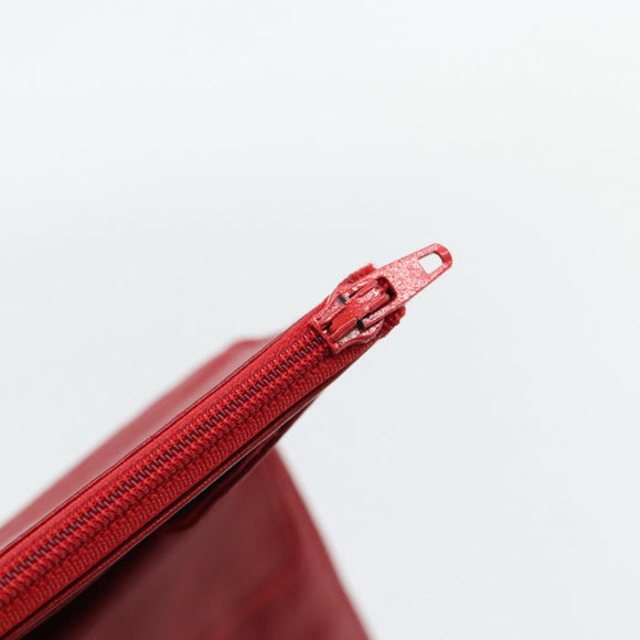 HERMES Jewelry Case Leather Red Gold Auth 180912A