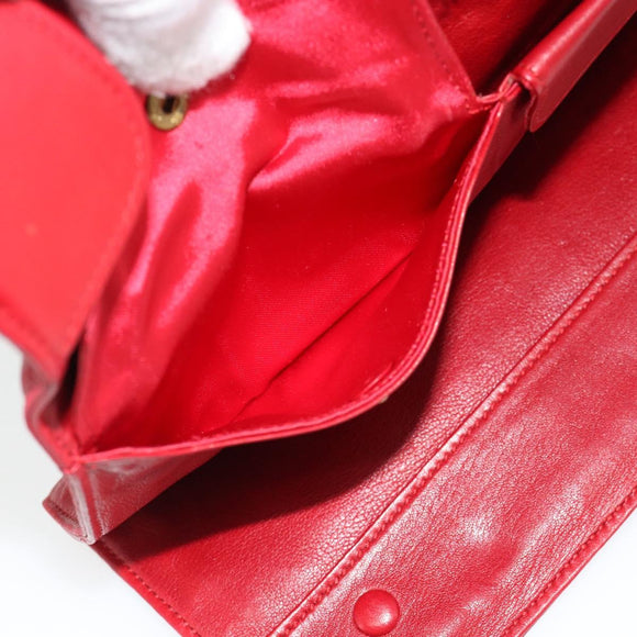 HERMES Jewelry Case Leather Red Gold Auth 180912A