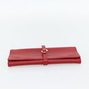 HERMES Jewelry Case Leather Red Gold Auth 180912A-7