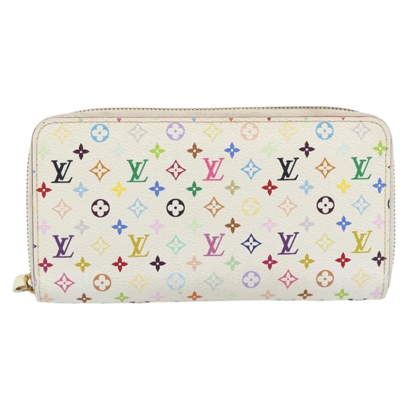 LOUIS VUITTON Monogram Multicolor Zippy Long Wallet White M60241 LV Auth 180913