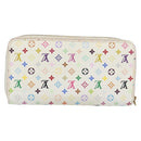 LOUIS VUITTON Monogram Multicolor Zippy Long Wallet White M60241 LV Auth 180913-2