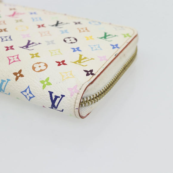 LOUIS VUITTON Monogram Multicolor Zippy Long Wallet White M60241 LV Auth 180913