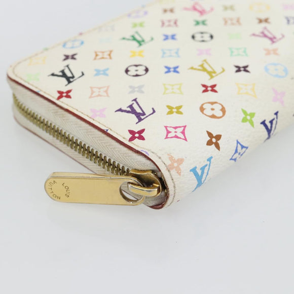LOUIS VUITTON Monogram Multicolor Zippy Long Wallet White M60241 LV Auth 180913