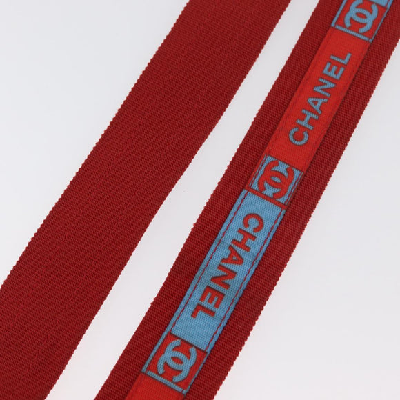 CHANEL Sports Schultergurt Nylon Rot Silber CC Auth 180919