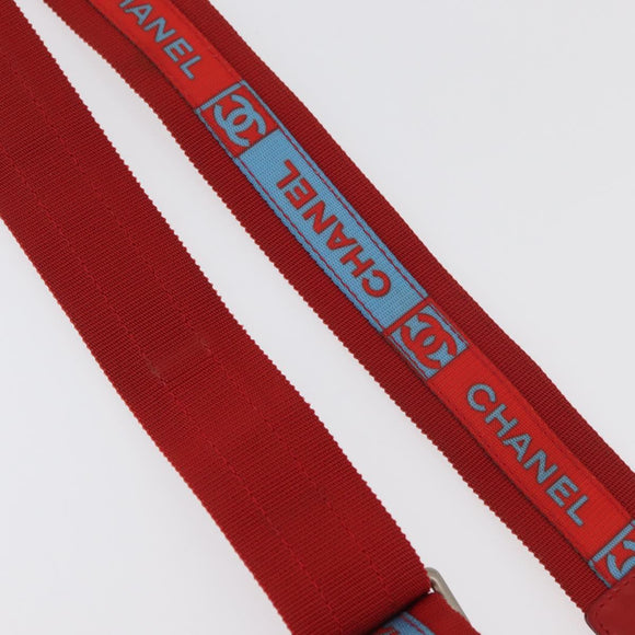 CHANEL Sports Schultergurt Nylon Rot Silber CC Auth 180919