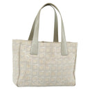 CHANEL New Travel Line Tote Bag Nylon Beige Silver CC Auth 180920-1