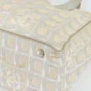 CHANEL New Travel Line Tote Bag Nylon Beige Silver CC Auth 180920-10