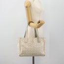 CHANEL New Travel Line Tote Bag Nylon Beige Silver CC Auth 180920-23