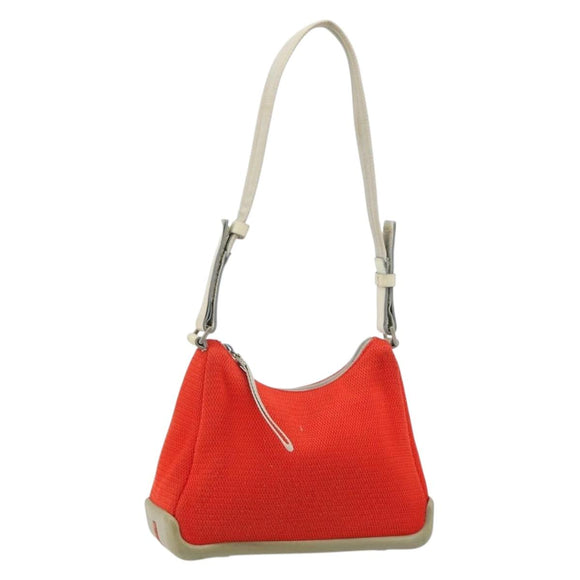 PRADA Sports Shoulder Bag Canvas Orange Silver Auth 180921