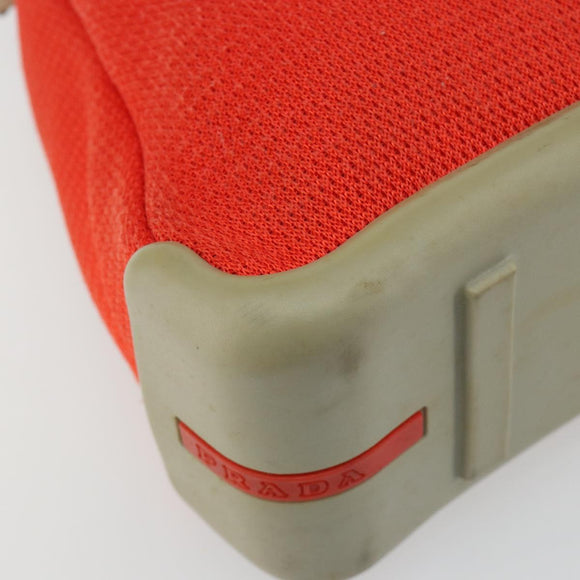 PRADA Sports Shoulder Bag Canvas Orange Silver Auth 180921