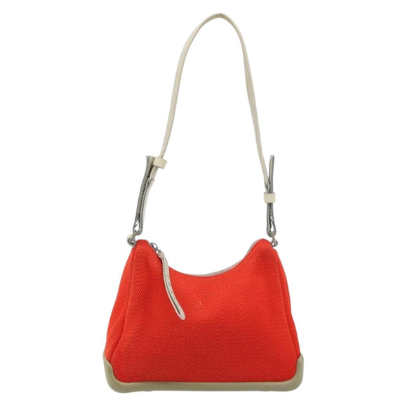 PRADA Sports Shoulder Bag Canvas Orange Silver Auth 180921