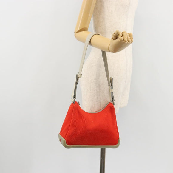 PRADA Sports Shoulder Bag Canvas Orange Silver Auth 180921