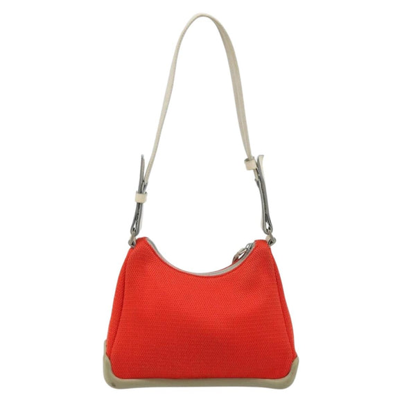 PRADA Sports Shoulder Bag Canvas Orange Silver Auth 180921