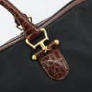 BALENCIAGA Boston Bag Nylon Black Gold Auth 180922-14