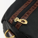 BALENCIAGA Boston Bag Nylon Black Gold Auth 180922-16