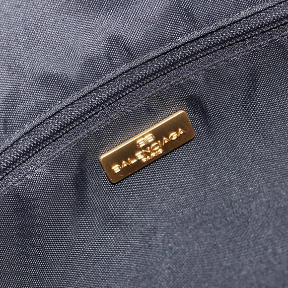 BALENCIAGA Boston Bag Nylon Black Gold Auth 180922