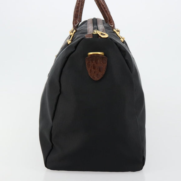 BALENCIAGA Boston Bag Nylon Black Gold Auth 180922