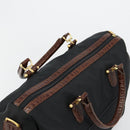 BALENCIAGA Boston Bag Nylon Black Gold Auth 180922-6
