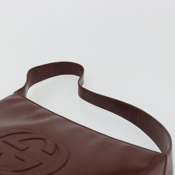 GUCCI Shoulder Bag Patent leather Brown Silver 000 1046 0506 Auth 180923