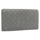 BOTTEGA VENETA MAXI INTRECCIATO Long Wallet Leather Gray Gold Auth 180930A-1