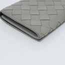 BOTTEGA VENETA MAXI INTRECCIATO Long Wallet Leather Gray Gold Auth 180930A-16