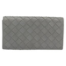 BOTTEGA VENETA MAXI INTRECCIATO Long Wallet Leather Gray Gold Auth 180930A-13
