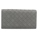 BOTTEGA VENETA MAXI INTRECCIATO Long Wallet Leather Gray Gold Auth 180930A-2