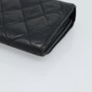 CHANEL Matelasse Long Wallet Lamb Skin Black Silver CC Auth 180932-10