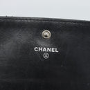 CHANEL Matelasse Long Wallet Lamb Skin Black Silver CC Auth 180932-12