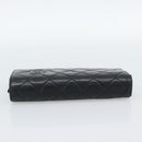 CHANEL Matelasse Long Wallet Lamb Skin Black Silver CC Auth 180932-6