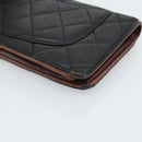 CHANEL Matelasse Long Wallet Lamb Skin Black Silver CC Auth 180933-15