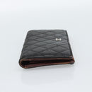 CHANEL Matelasse Long Wallet Lamb Skin Black Silver CC Auth 180933-3