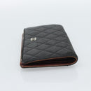 CHANEL Matelasse Long Wallet Lamb Skin Black Silver CC Auth 180933-4