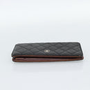 CHANEL Matelasse Long Wallet Lamb Skin Black Silver CC Auth 180933-6
