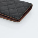 CHANEL Matelasse Long Wallet Lamb Skin Black Silver CC Auth 180933-7