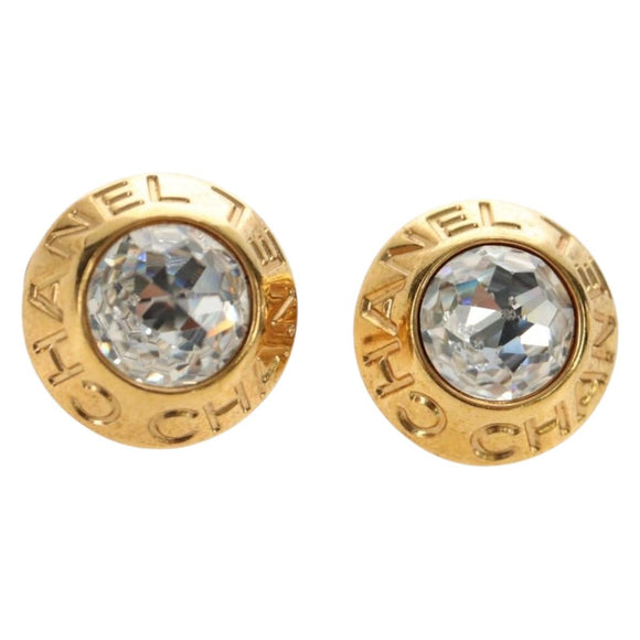 CHANEL Earring metal Gold Tone CC Auth 180936M