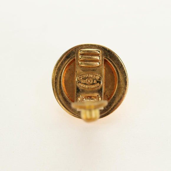 CHANEL Earring metal Gold Tone CC Auth 180936M