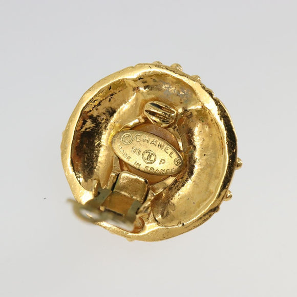 CHANEL Earring metal Gold Tone CC Auth 180937