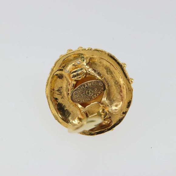 CHANEL Earring metal Gold Tone CC Auth 180937