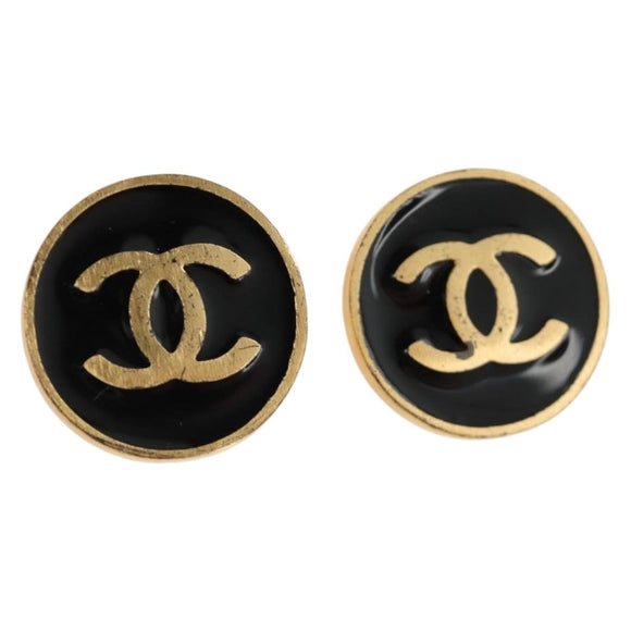 CHANEL Earring metal Gold Tone CC Auth 180939M