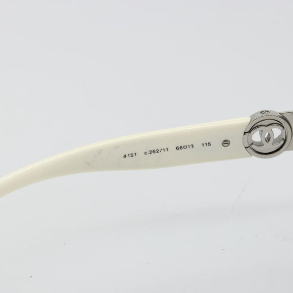 CHANEL Sunglasses plastic White CC Auth 180943
