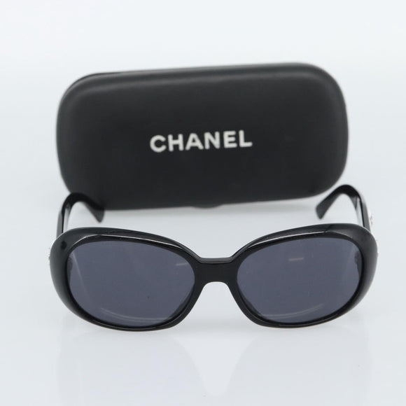 CHANEL Camelia Sunglasses plastic Black CC Auth 180945
