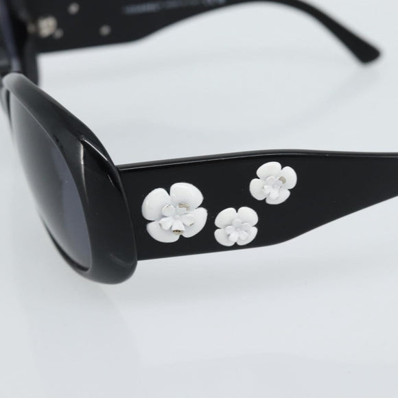 CHANEL Camelia Sunglasses plastic Black CC Auth 180945