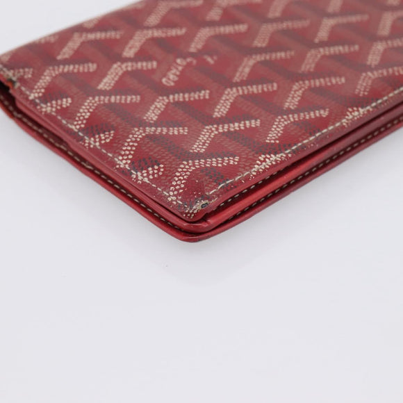 GOYARD Long Wallet Coated Canvas Red Silver Auth 180965