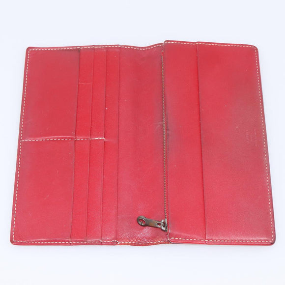 GOYARD Long Wallet Coated Canvas Red Silver Auth 180965
